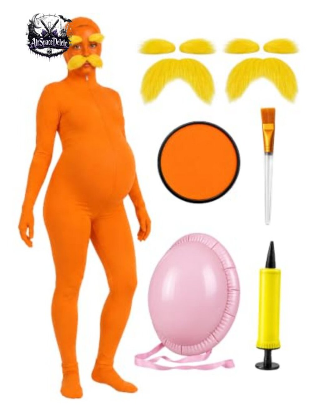 7-Piece Halloween Costume Set Hooded Jumpsuit Inflatable Belly Cosplay